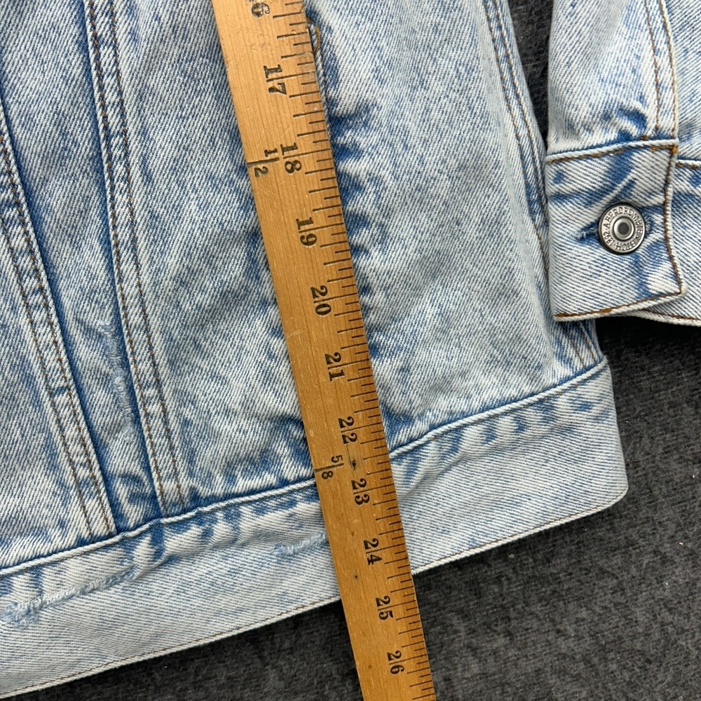Abercrombie & Fitch Denim Jacket Womens Sz L Trucker Distressed Jean‎ Jacket - Picture 8 of 11